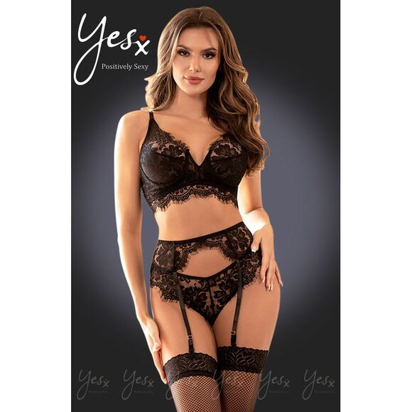 YesX Lace Lingerie Set 3Piece Black Women Black Lingerie Sets